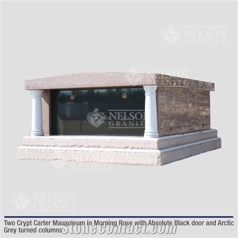 Two Crypt Carter Mausoleum In Morning Rose Granite With Absolute Black