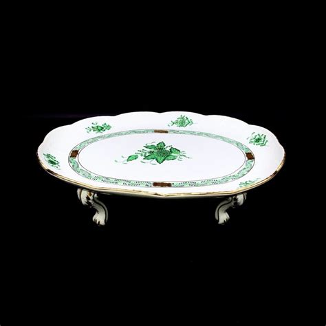 Herend Large Serving Platter On Foots Cm Chinese Bouquet