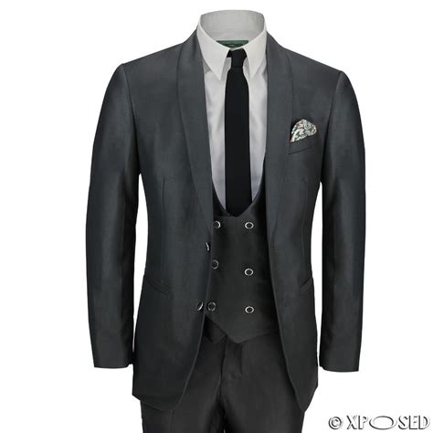 Details About New Mens 3 Piece Black Shawl Lapel Slim Fit Vintage Smart