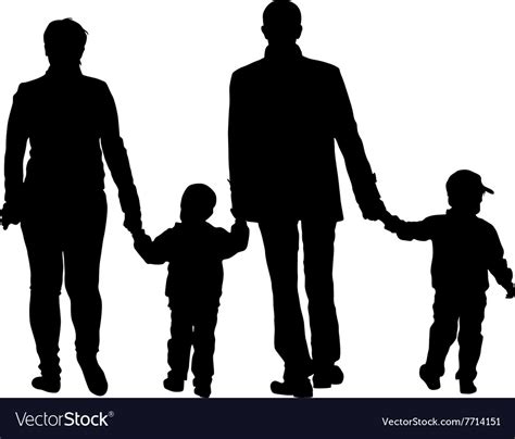 Black silhouettes family on white background Vector Image