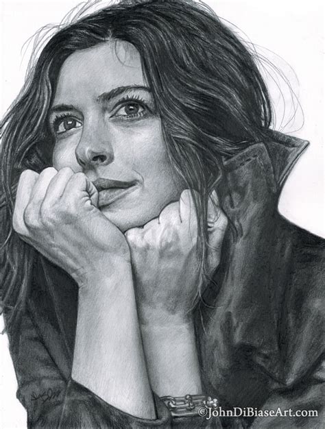 Anne Hathaway Freehand Graphite Drawing The Artwork Of John Dibiase