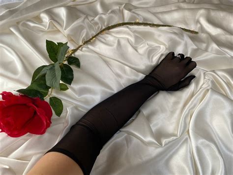 Black Opera Over Elbow Length Semi Sheer Gloves Long Bridal Etsy Uk