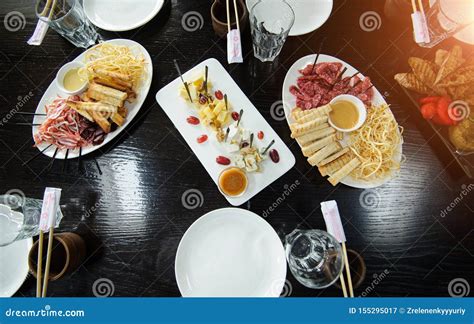 Beautiful Served Food On Plates In Restaurant Stock Image Image Of