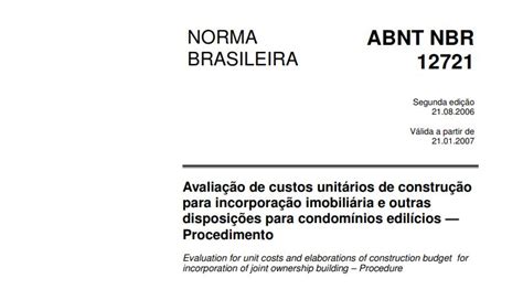 Nbr 12721 Atualizada 2024 Pdf O Complemento Desta Norma - NBR 12721 - Resumo, Atualizada e Comentada - TC