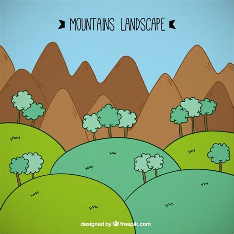 Paisaje De Monta As De Dibujos Con Rboles Vector Gratis