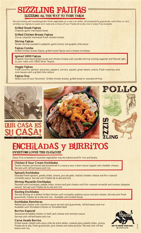 Menu at El Torito restaurant, Phoenix, N Metro Pkwy E E