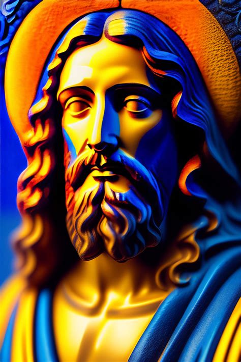 Lexica A Portrait Of Jesus Blue And Yellow Manl Highly Detailed