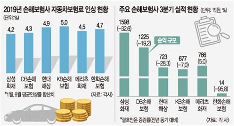 자동차·실손보험 ‘보험료 인상 딜레마손해보험 순익 ‘ 28 급감 국민일보