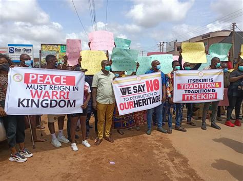 Oluship Youths From Warri Kingdom Protest Demand For Peaceful