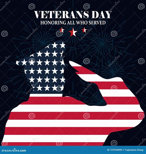 Happy Veterans Day, Silhouette Soldier Saluting with Flag Background ...