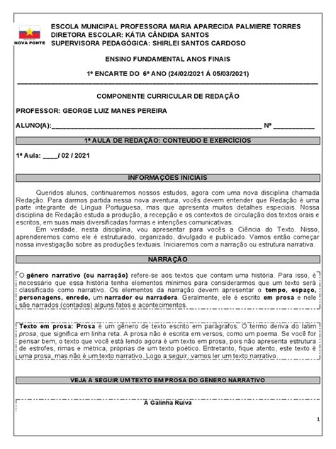Proposta De Redação 6 Ano Narração - Redação: Introdução à Narração 6º Ano | PDF | Milho | Prosa