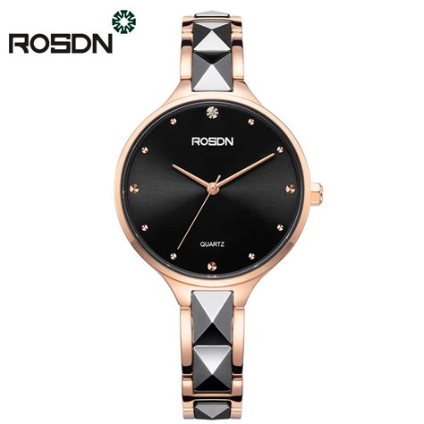 Rosdn Women Watches Bracelet T Set Crystal Rose Gold Luxury Ladies