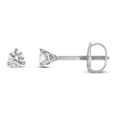 Certified Diamond Solitaire Earrings 1 4 Ct Tw Round 18k White Gold Si2 I Jared