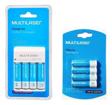 Kit Pilhas Recarreg Veis Aa Mah V Multilaser Carregador