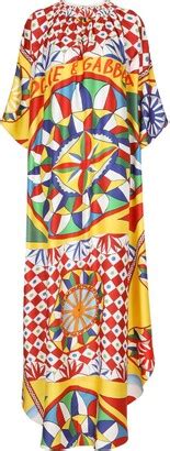 Dolce Gabbana Banana Leaf Print Tie Neck Chiffon Dress Shopstyle