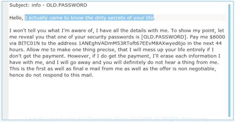 I actually came to know the dirty secrets of your life EMAIL SCAM