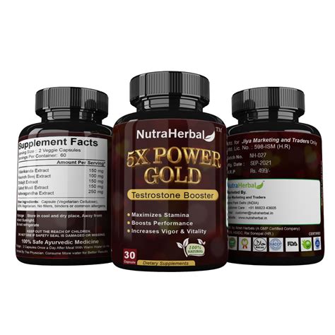 Dietary Supplement 5x Power Gold Sexual Capsule For Men Testosterone