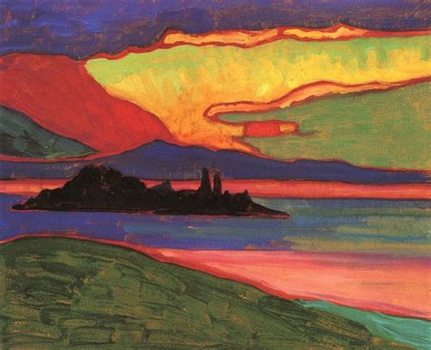 Gabriele Münter (German; Expressionism, Der Blaue Reiter; 1877-1962): Sunset over Staffelsee ...