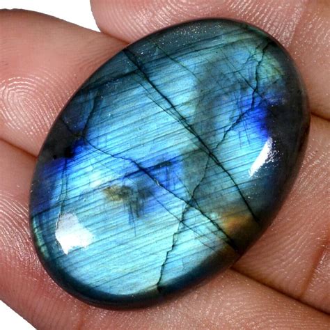 Karat Nat Rlich Labradorite Blau Flashy X Mm Cabochon