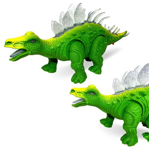 Dinossauro De Brinquedo Estegossauro Anda Emite Som Luz Led F114