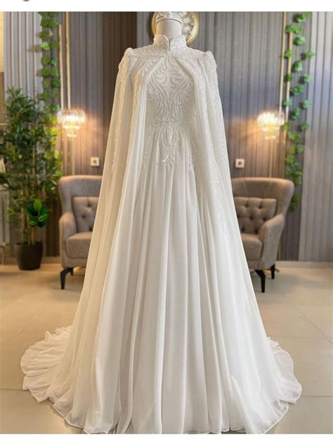 Pin by Fatmaoztrk on kapalı gelinlik Cape wedding dress Modest