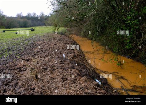 Discolored Stream Running Out Of Brofiscin Quarry Toxic Waste Was