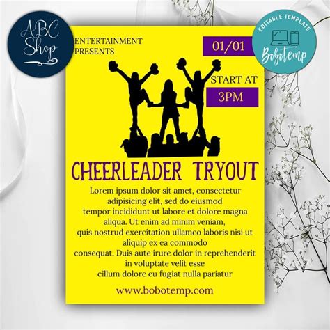 Cheerleader Tryout Flyer Template To Print At Home Diy Sunmily