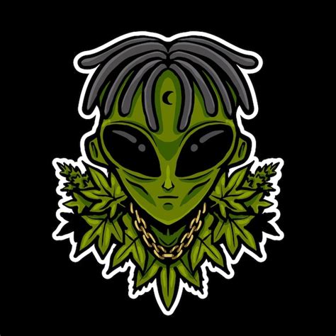 Premium Vector Alien And Cannabis Illustration