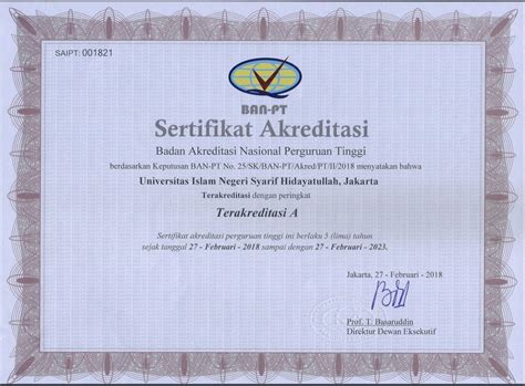 Akreditasi Universitas Islam Negeri Syarif Hidayatullah Jakarta