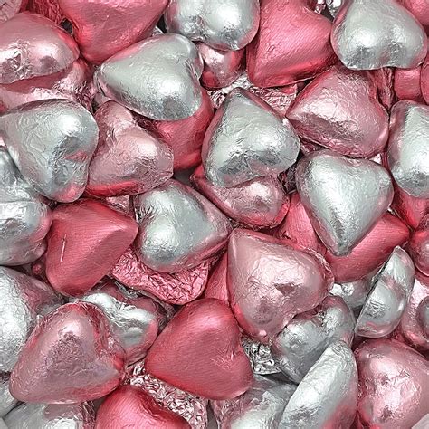 Milk Chocolate Hearts Light Pink Pink And Silver Mix 500g 57