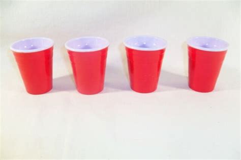 4 Red Solo Cup Shot Glasses Ebay