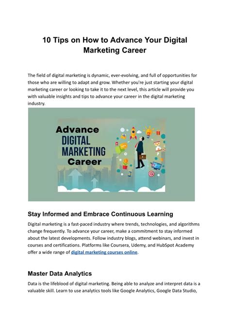 Ppt Tips On How To Advance Your Digital Marketing Career