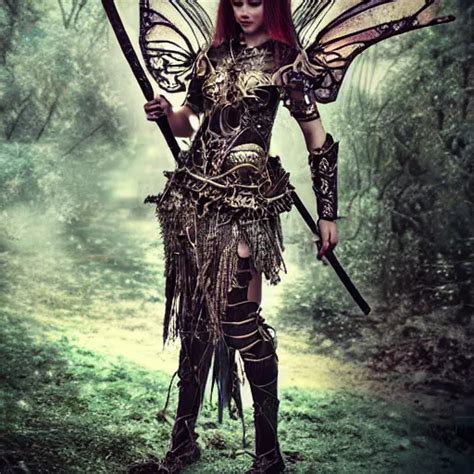 Photo Of A Beautiful Fairy Warrior With Ornate Armour Stable Diffusion