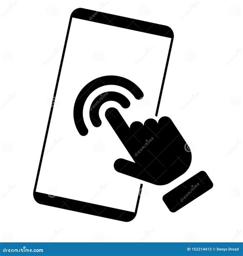 Hand Touch Smartphone Icon Vector Phone Finger Illustration Symbol On