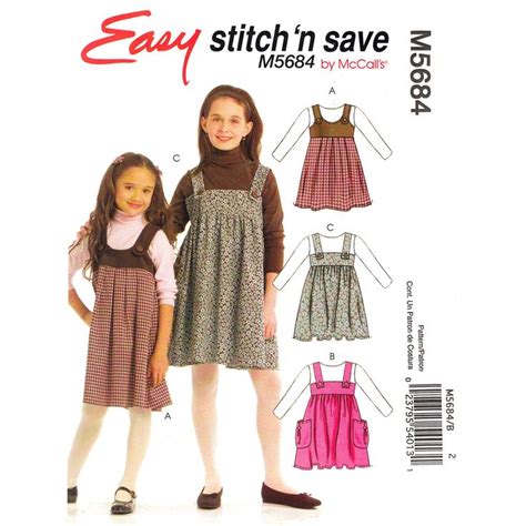 Girls Jumper Pattern Mccalls 5684 Shoulder Strap Dress Raised Etsy Jumper Patterns Girls