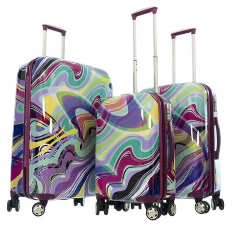 Shop Gabbiano Purple Waves 3 Piece Expandable Hardside Luggage Set Free Shipping Today