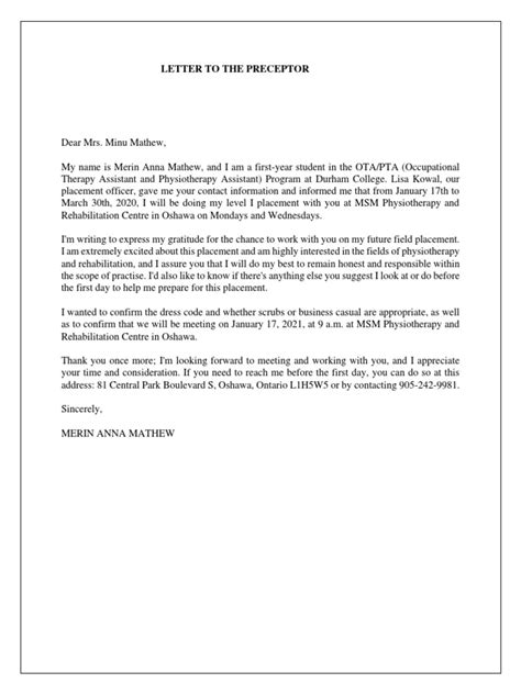 Letter To The Preceptor Pdf