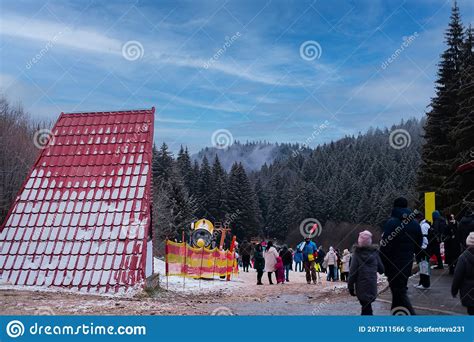 Poiana Marului Village In Brasov Romania During Autumn Sunrise