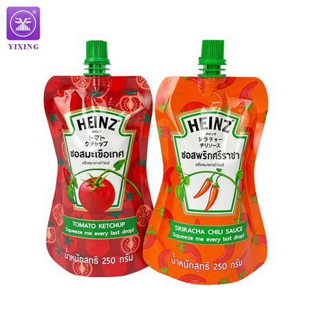 Custom Prined Refill Food Packaging Spout Pouch Chili Sauce Packaging