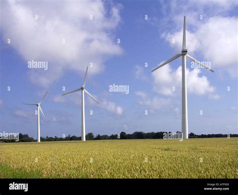 Farmland And Wind Turbine Part Of Wind Generator Farm Of Turbines Run By Powergen Producing Green