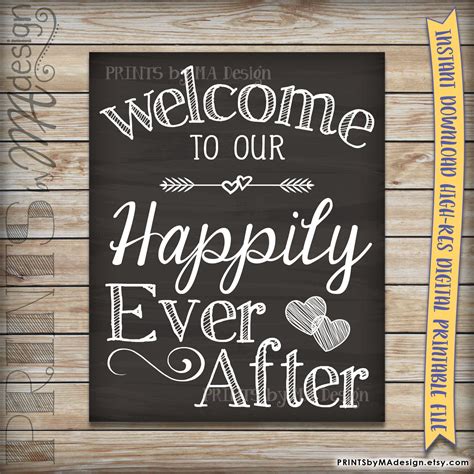 Welcome To Our Happily Ever After Wedding Sign Wedding Welcome Wedding