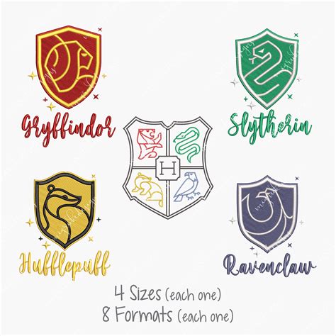 Hogwarts Häuser Pack Maschine Stickerei Design Harry Potter Etsy