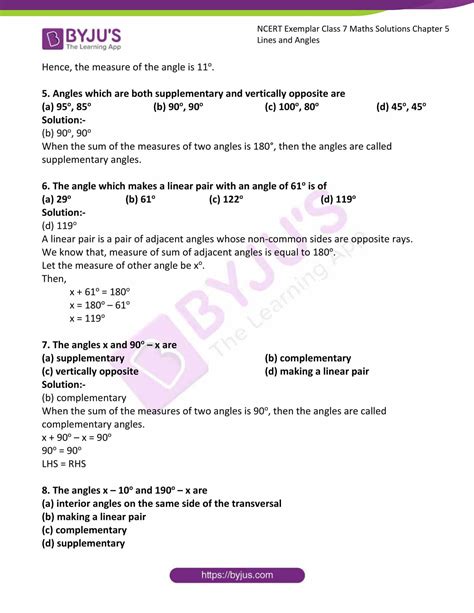 NCERT Exemplar Solutions For Class 7 Maths Chapter 5 Lines And Angles