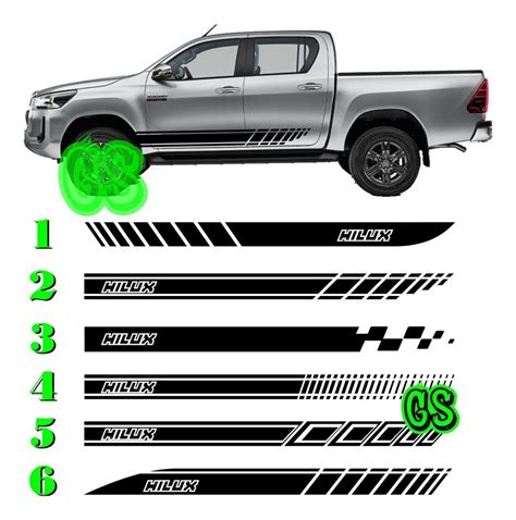 Sticker Adhesivo Franjas Laterales Puertas Pick Up Hilux Pro Cuotas