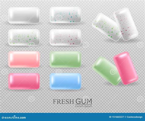 Chewing Gum Set Vector Realistic Tablets On Transparent Background