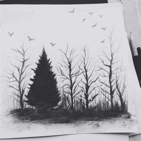 Black and White Tree Tattoo Sketch