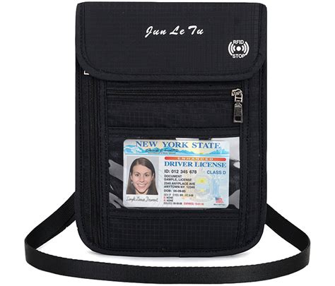 Travel Neck Pouch Neck Wallet With Rfid Blocking Passport Holder Travel Pouch Neck Wallet Black