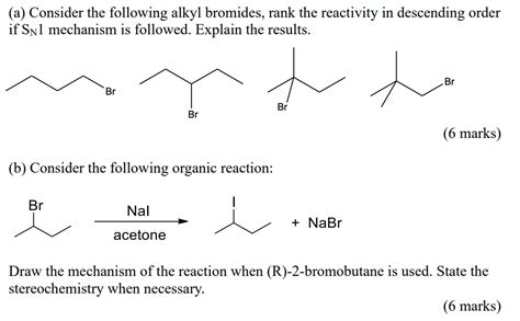 Solved A Consider The Following Alkyl Bromides Rank The Chegg