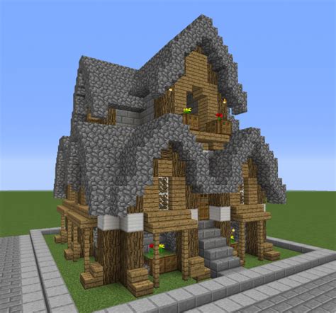 Stone Roof Medieval House 2 - Blueprints for MineCraft Houses, Castles ...