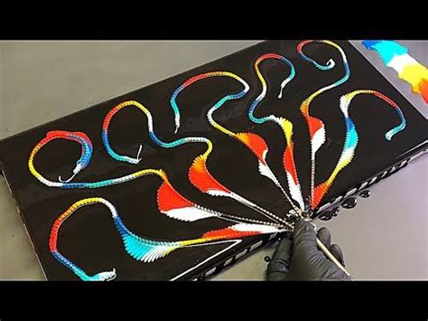 Fluid art string pulling satisfying chain pull acrylic pouring wigglz ...